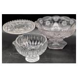 Three Pressed and Cut Glass Decorative Bowls