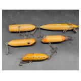 Five Wooden Fishing Lures