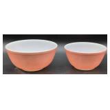 Two Pyrex Pink Mixing Bowls
