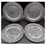 Four Engraved Pewter Collectible Plates