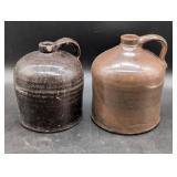 Two Glazed Stoneware Jugs with Handles