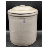 Stoneware Crock with Lid and Blue 