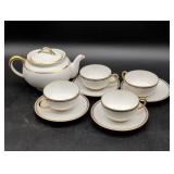 Limoges Porcelain Teapot and Teacups with Saucers