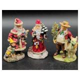 3 International Santa Figurines