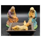 Three-Piece Nativity Figurine Set with Manger