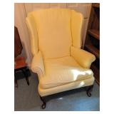 Upholstered Wingback Armchair with Cabriole