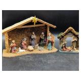 Two Nativity Scene Sets with Figures and Stab