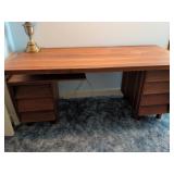 Walnut Double Pedestal Desk, Located Upstairs