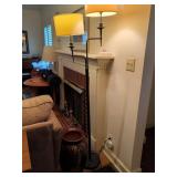 Double Arm Floor Lamp and Painted Ceramic Urn