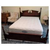 Wooden Full-Size Bed With Mattress, Box Spr,