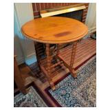 Round Wood Accent Table with Turned Legs