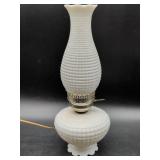 Electric Hobnail Milk Glass Table Lamp