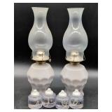 Grey Glass Oil Lamps With Chimneys