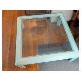 Square Painted Wood and Glass Coffee Table