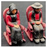 Cast Iron Amish Couple Figurines