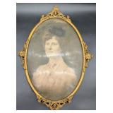 Oval Portrait in Ornate Brass Frame