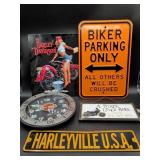 Harley-Davidson Sign and Clock Lot