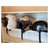 Three Motorcycle Helmets