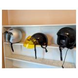 Three Open Face Motorcycle Helmets Assorted