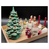 Christmas Decor Lot with Ceramic Tree