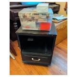 Sewing Supplies And Black Side Table Lot