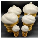 Ceramic Ice Cream Cone Canister Set, 6 Pieces