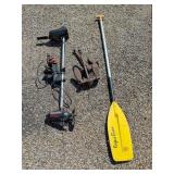 Boat Motor, Fluke Anchor, and Rogue River Oar