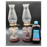 Glass Oil Lamps with Medallion Oil