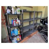 Three Plastic Shelving Units & Contents