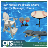 Bar Tables, Pool Side Chairs, Massage Tables & Hoops