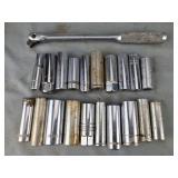 3/8" deep well standard sockets & driver