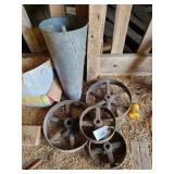 4 steel  pulleys