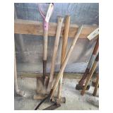 Shovel, adze, sledgehammer & weed whip