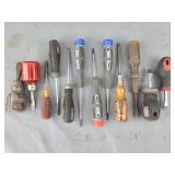 Box of miscellaneous small screwdrivers