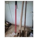 Post hole digger, shovel & Hoe