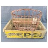 Wooden Pepsi crate & egg basket