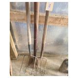 8x8 post tamper, potato fork & 4 tine pitchfork