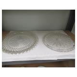 GLASS PLATTERS QTY (2) 13 3/4" AND 12 1/2" ACROSS