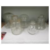 QTY (5) COVERED CLEAR GLASS CONTAINERS LIBBEY