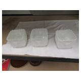QTY (3) ANCHOR HOCKING MILK GLASS PLANTERS