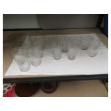 MISC ETCHED JUICE GLASSES QTY (13) / 3 PATTERNS 4"