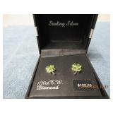 1/10CT T.W. DIAMOND CLOVER EAR RINGS - STERLING SI