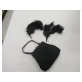 VINTAGE BLACK PURSE AND FEATHERS