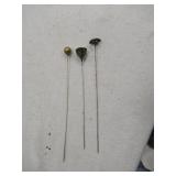 ANTIQUE HAT PINS WITH DESIGNS - QTY (3)