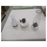 QTY (2) VINTAGE OIL LAMPS - (ONE NEEDS REPAIR)