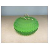 INDIANA GLASS FROSTED EMERALD GREEN POWDER BOX-BRA