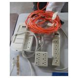 TWO POWER STRIPS AND TWO EXTENSION CORDS