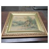 FRAMED PRINT "MOUNTAIN SCENE" 28 1/2" X 25" (COPYR