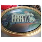 REVERSE PAINTED OVAL PICTURE (WHITE HOUSE WASHINGT