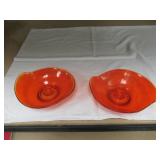 VIKING GLASS ORANGE CANDLE HOLDERS
